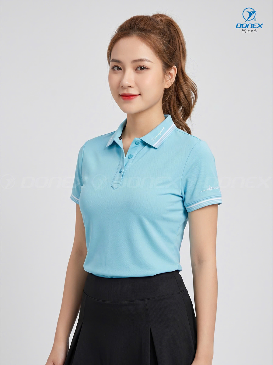 Áo thể thao nữ AC-3856 Xanh ngọc phối trắng
